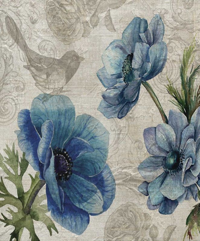 Bohemian Blue-Poppies Wallpaper