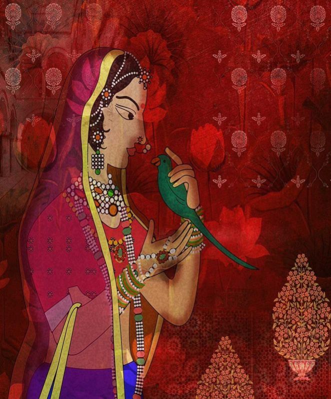 Bohemian Lady-in-Red Wallpaper