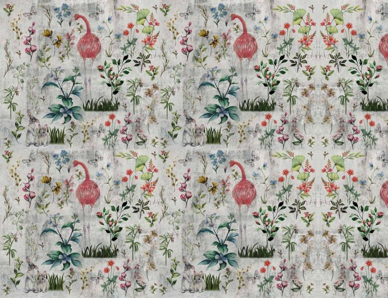 Flamingoes Flowers Wallpaper