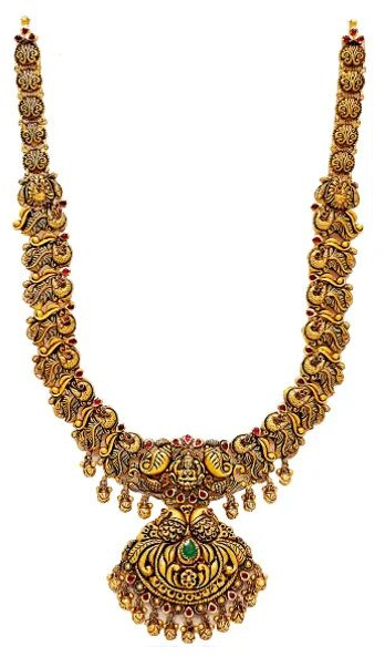 Bridal Chola Antique Malai Gold Haram Necklace