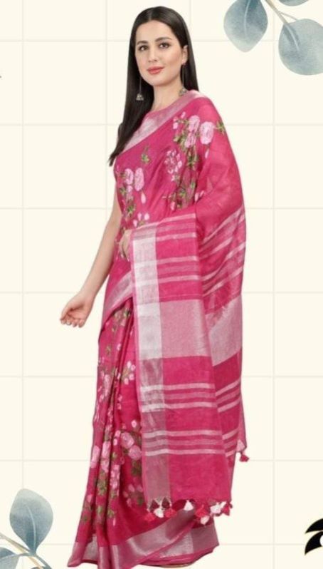 Linen By Linen With Embroidery Sarees