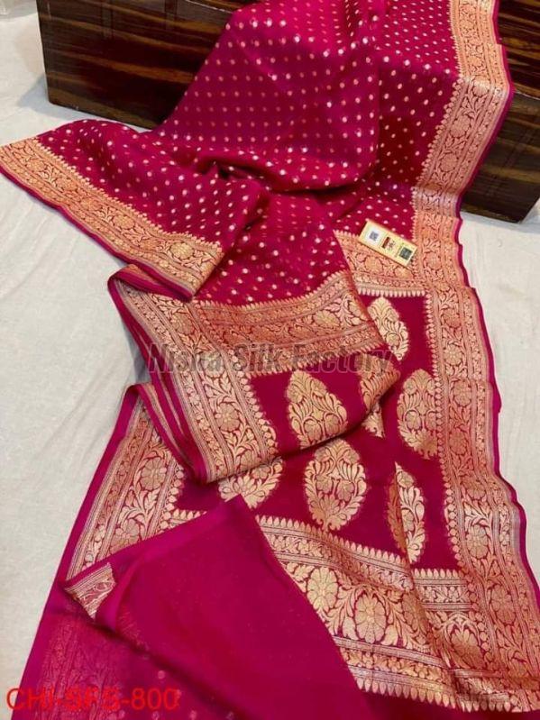 Banarasi Semi Georgette Soft Silk Saree With Matar Booti