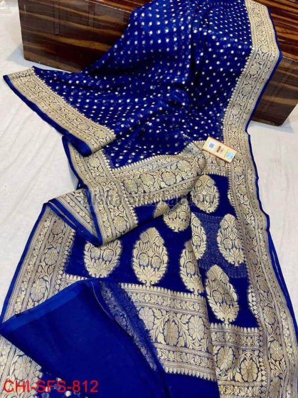 Banarasi Semi Georgette Soft Silk Saree With Matar Booti