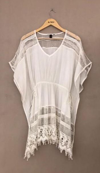 Beachwear White Cotton Kaftan