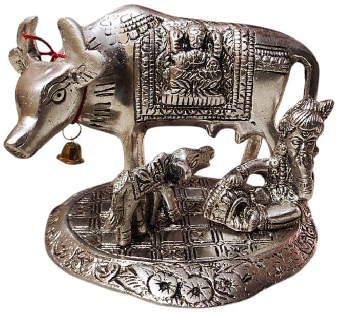 4 Inch Cow Silver Statue