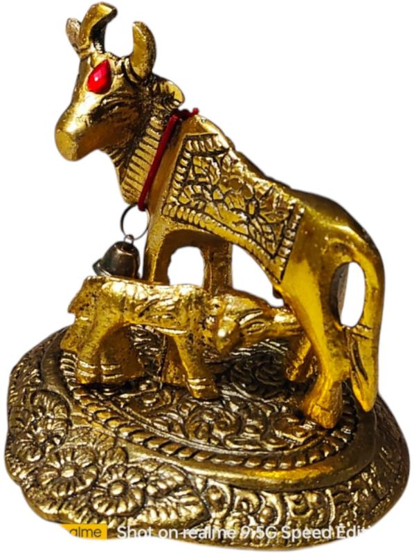 2.5 Inch Golden Antique Kamdhenu Cow Statue