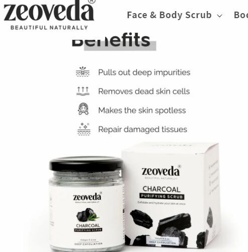 Charcoal Face And Body Scrub With Walnut Granules (150GM)