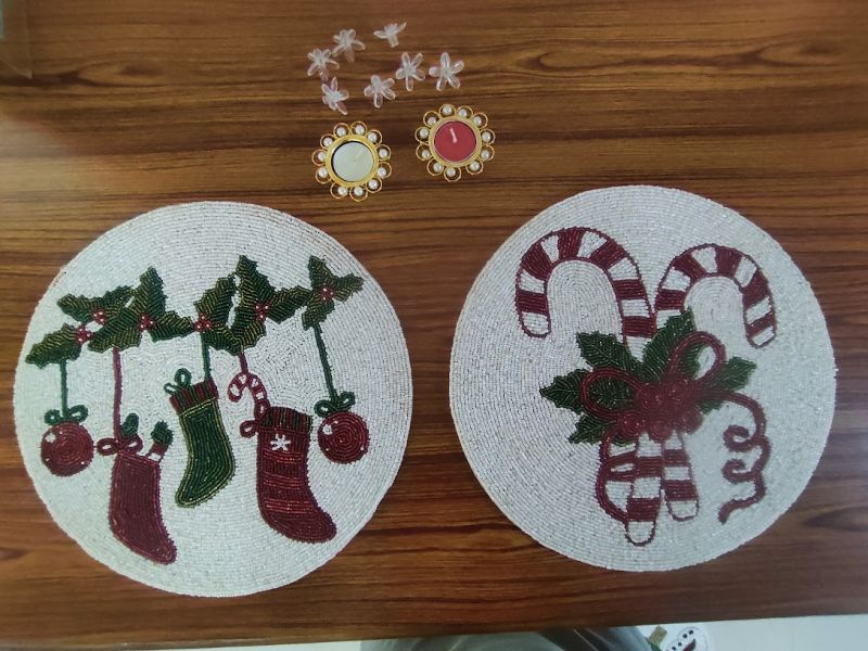 Handmade Christmas Beaded Table Mat