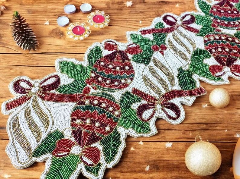 Christmas Beaded Table Runner