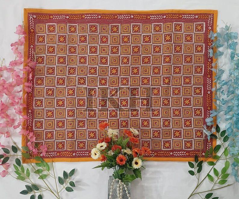 Vintage Art Indian Nakshi Kantha Tapestry Wall Hanging