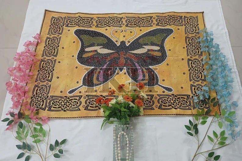 Handmade Yellow Butterfly Bead Embroidery Wall Hanging