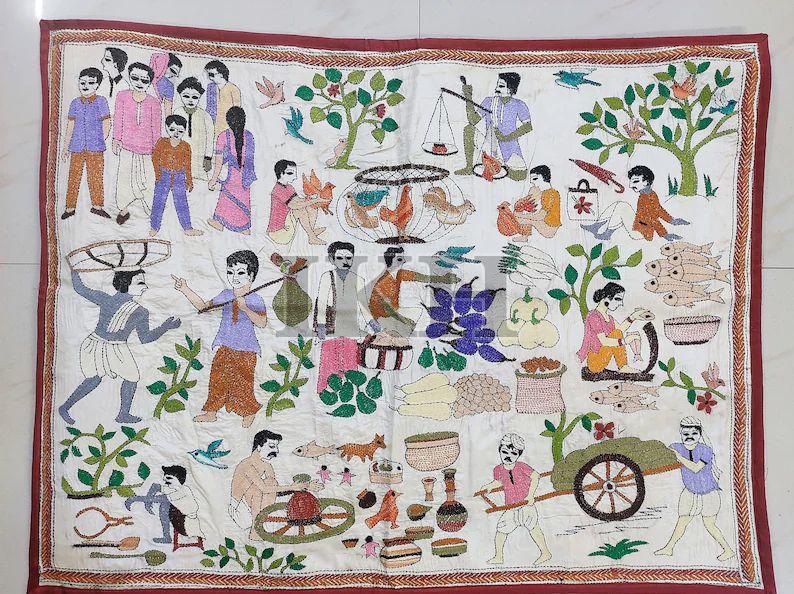 Handmade Nakshi Kantha Wall Hanging