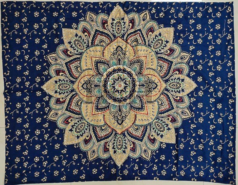 Handmade Beaded Mandala Tapestry Wall Hanging