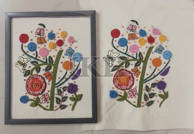 Set of 2/4 mid century bouquet of wildflowers framed wall hangings