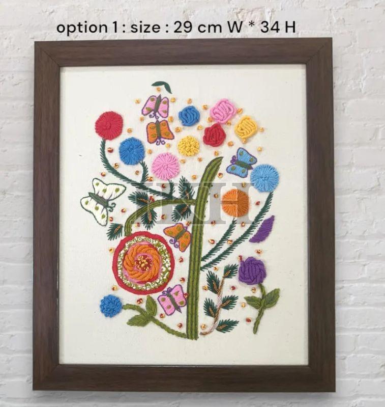 Set of 2/4 mid century bouquet of wildflowers framed wall hangings