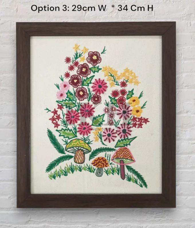 Set of 2/4 mid century bouquet of wildflowers framed wall hangings