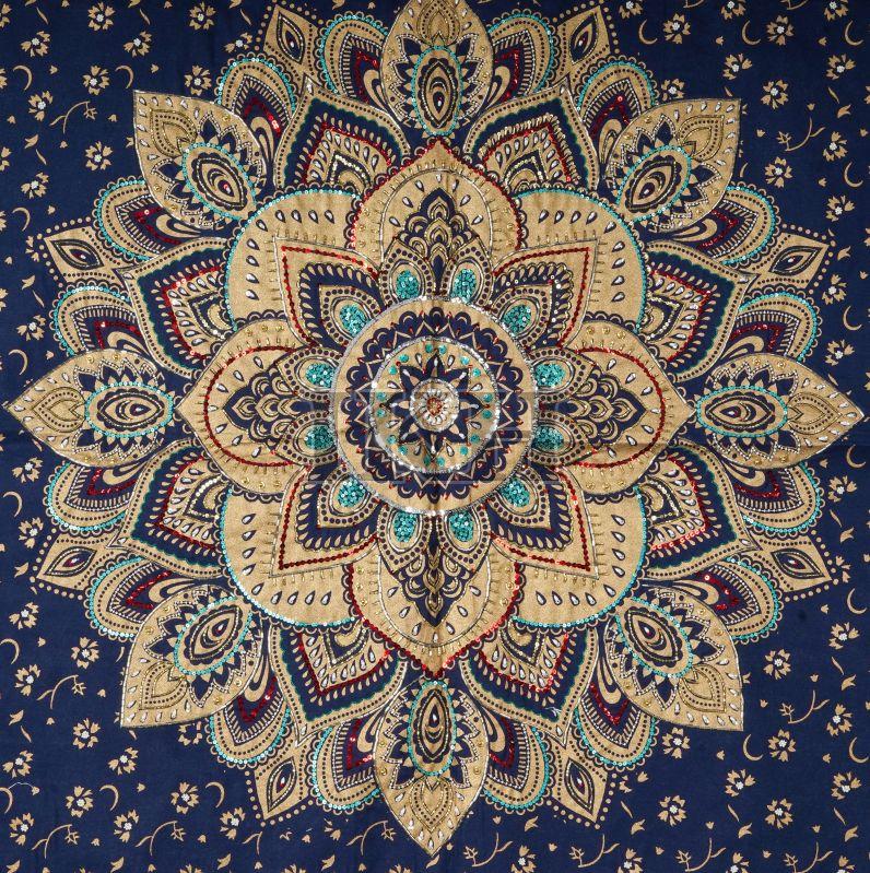 Handmade Beaded Mandala Tapestry Wall Hanging