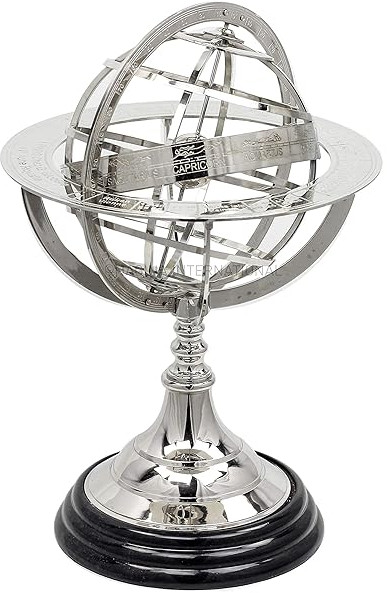 Silver Finish Nautical Brass Armillary Globe