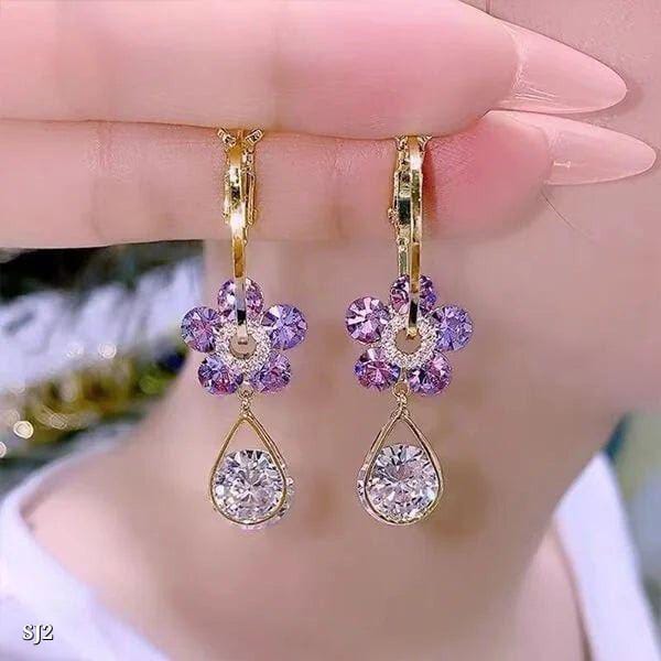 KOREAN FLOWER EARINGS - PURPLE