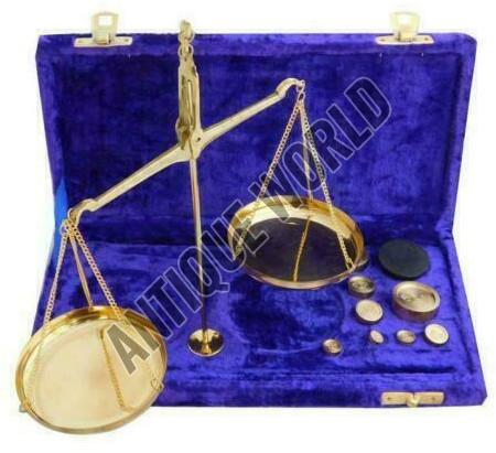 Antique Brass Decor Jewellery Balance Scale with Velvet Box