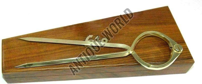 Brass Proportional Divider Marine Navigation Compass With Wooden Case