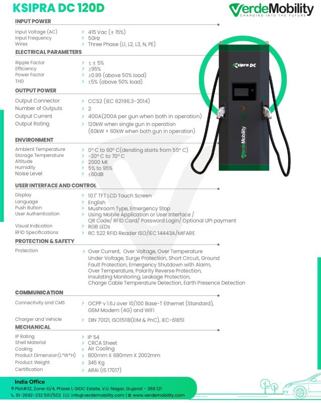 Verdemobility Level 3 - 120kW Dual Gun DC EV Charger