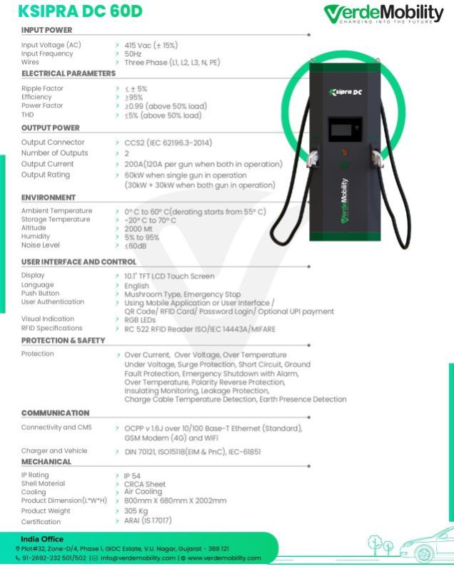 Verdemobility Level 3 - 60kW Dual Gun DC EV Charger