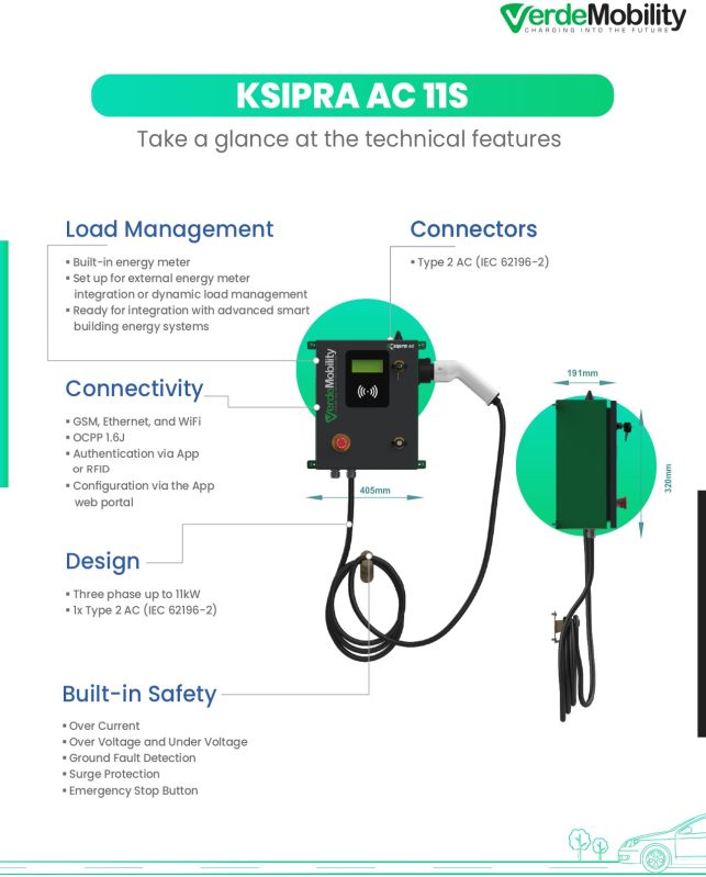 VerdeMobility Level 2 - 11kW AC EV home Charger