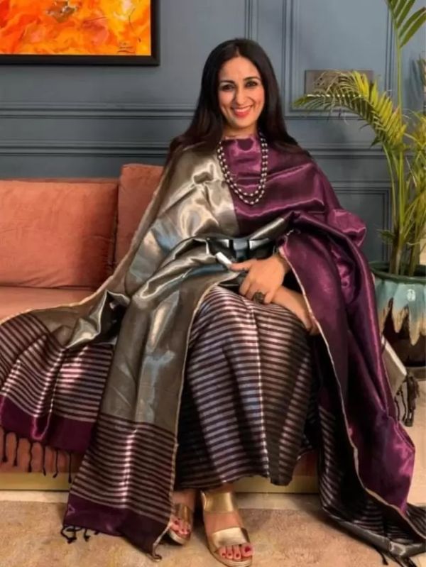 Unstitched Striped Pure Silk Suit Fabric