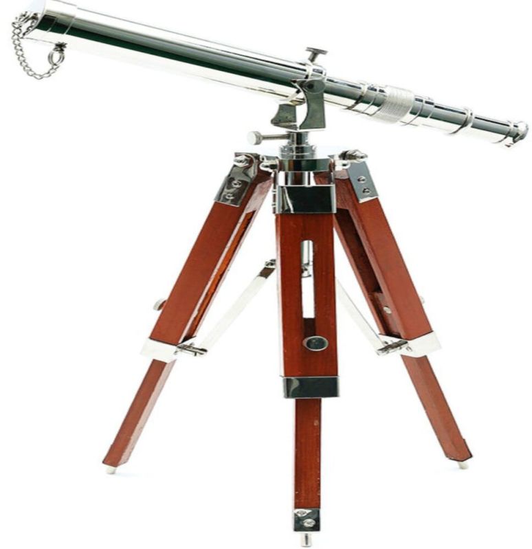 Brass Nickel Tripod Telescope Wooden Black Tripod