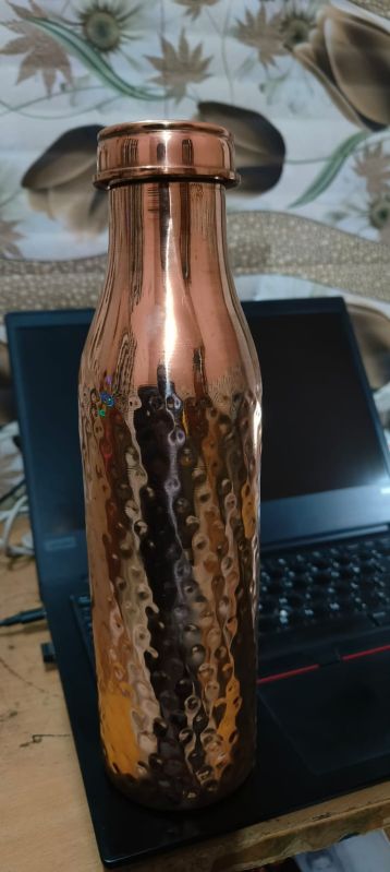 Hammered Fancy Copper Water Bottle, Color : Brown