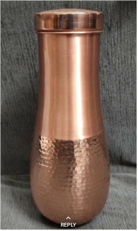 Hammered KAVI-110 Copper Water Bottle, Color : Brown, Storage Capacity : 1ltr