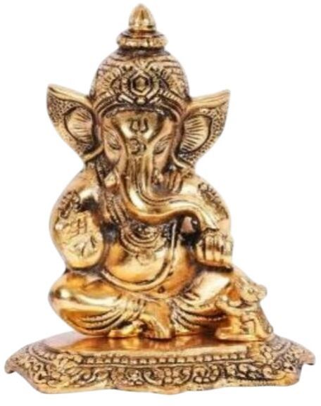 Alluminium Ganesh With Mouse Statue