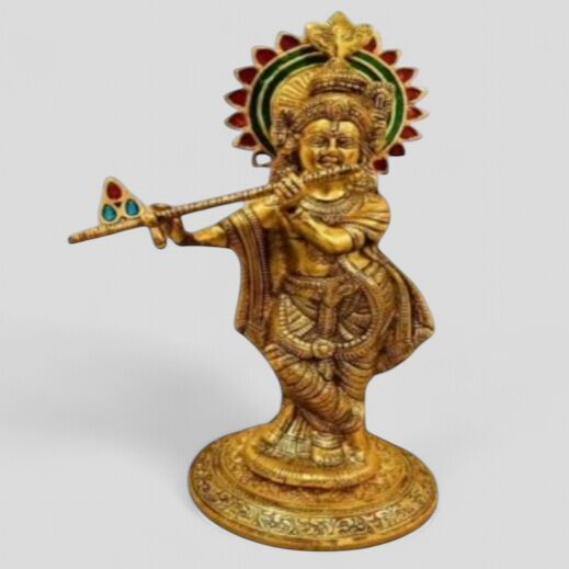 Aluminium Golden Krishna Statue
