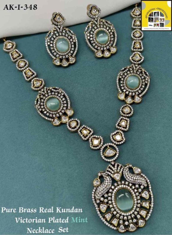 Mint Victoria Plated Pure Brass Real Kundan Necklace Set