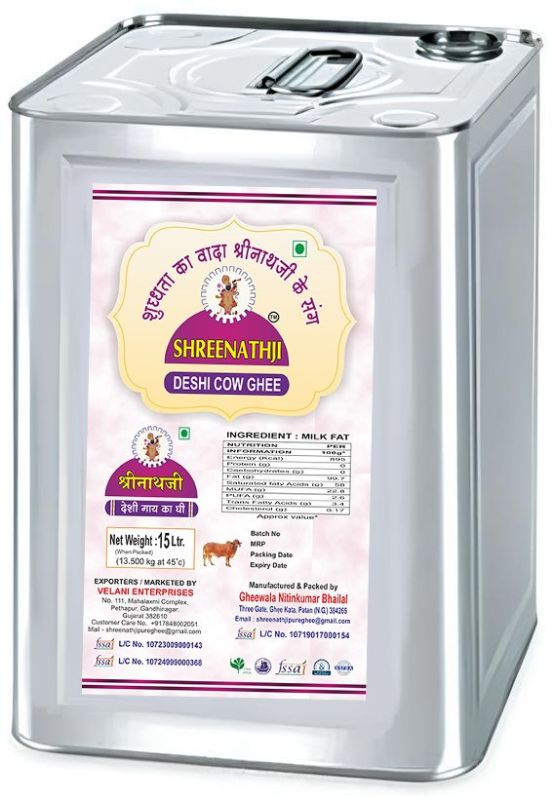 Shreenathji Ghee 15 Kg Tin