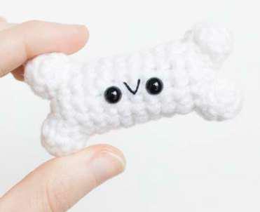Crochet Stuffed Dog Bone Toy, for Gift Play, Color : White