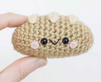Kaarak Light Brown Wool Crochet Stuffed Baguette Toy, for Gift Play