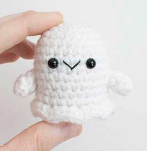 Kaarak Wool Crochet Stuffed Ghost Toy, for Gift Play, Color : White
