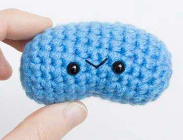 Crochet Stuffed Jelly Bean Toy, for Gift Play, Color : Blue