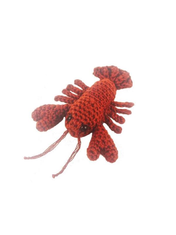 Red Kaarak Wool Crochet Stuffed Lobster Toy, for Gift Play