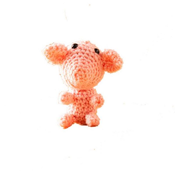 Kaarak Wool Crochet Stuffed Pig Toy, for Gift Play, Color : Peach