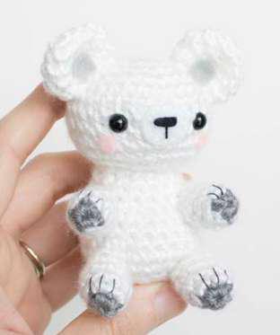Crochet Stuffed Polar Bear Toy, for Gift Play, Color : White