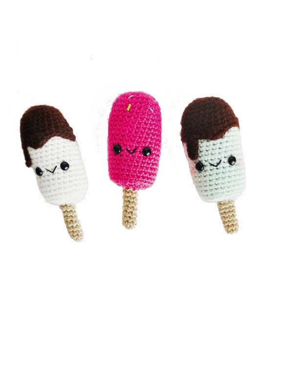 Kaarak Wool Crochet Stuffed Popsicle Toy, for Gift Play, Color : Multicolor