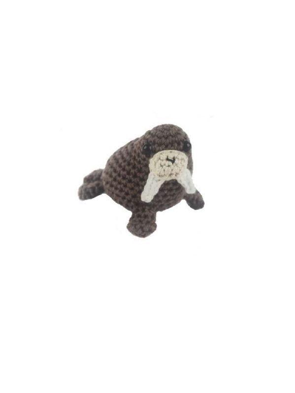 Brown Kaarak Wool Crochet Stuffed Walrus Toy, for Gift Play