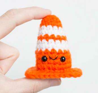 Crochet Stuffed Traffic Cone Toy, For Gift Play