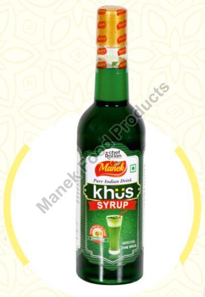 Manek Green Liquid Khus Syrup, for Drinking, Taste : Sweet