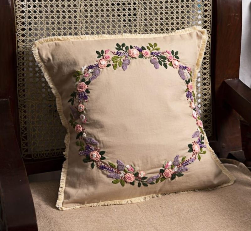 Embroidery Cotton Embroidered Cushion Cases, For Sofa, Style : Plain