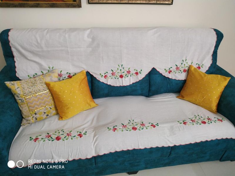 Cotton Embroidered Sofa Back Cover, Feature : Comfortable, Easily Washable