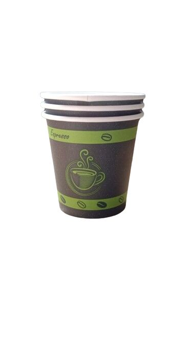 Black Green 120ml Single Wall Printed Paper Cup, Shape : Round